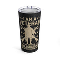 Eternal Oath: 20oz Black Military Design Tumbler - Proud Veteran with an Unwavering Commitment