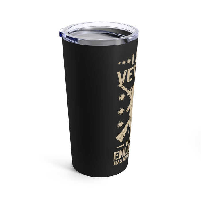 Eternal Oath: 20oz Black Military Design Tumbler - Proud Veteran with an Unwavering Commitment