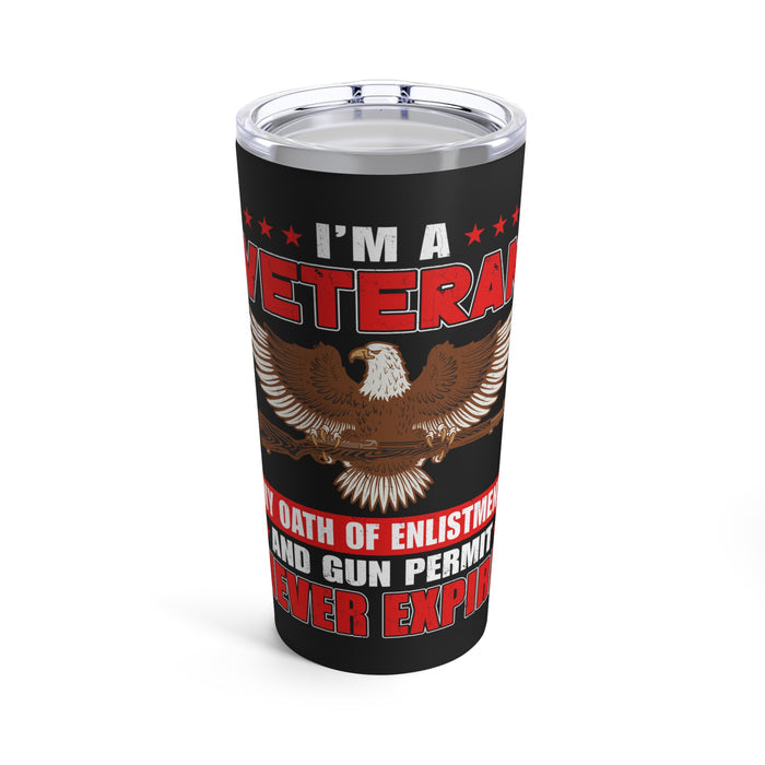 Eternal Oath: 20oz Black Military Design Tumbler for Veterans with Unending Commitment