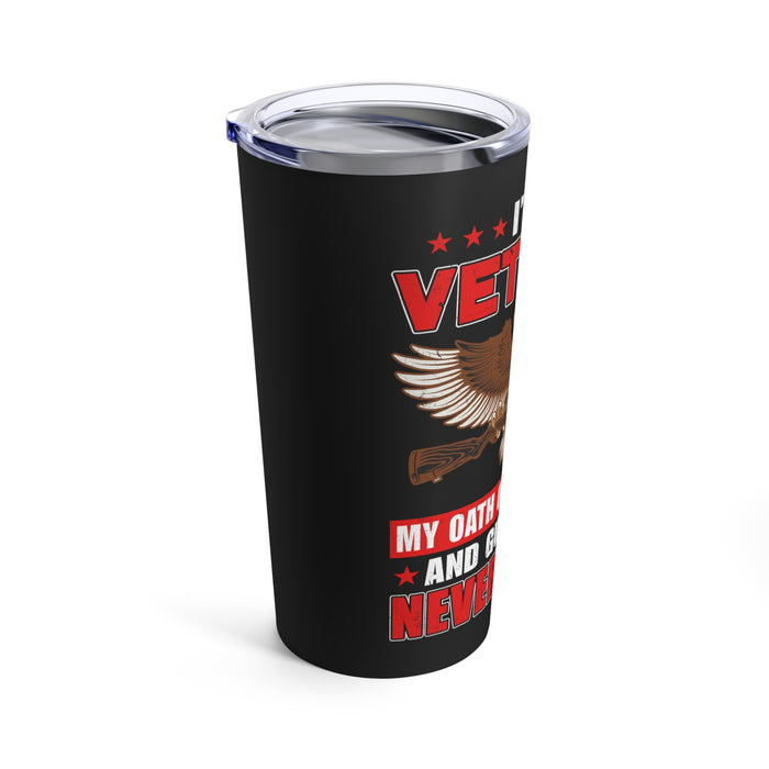 Eternal Oath: 20oz Black Military Design Tumbler for Veterans with Unending Commitment