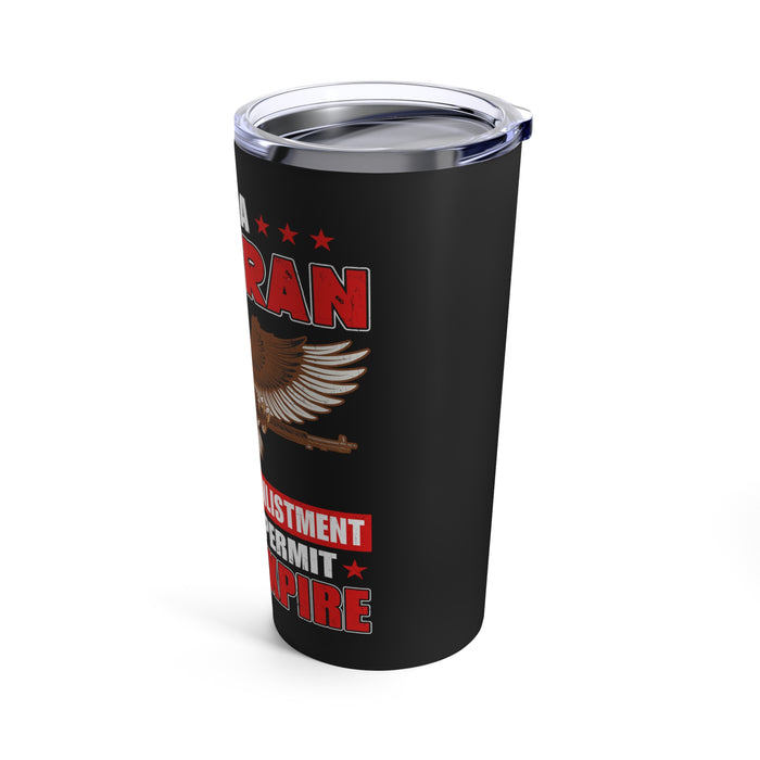 Eternal Oath: 20oz Black Military Design Tumbler for Veterans with Unending Commitment