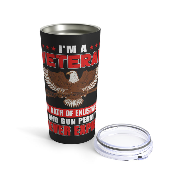 Eternal Oath: 20oz Black Military Design Tumbler for Veterans with Unending Commitment