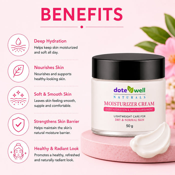 Face Moisturizer Cream for Deep Hydration & Skin Nourishment | Lightweight Care for Dry & Normal Skin | 50g