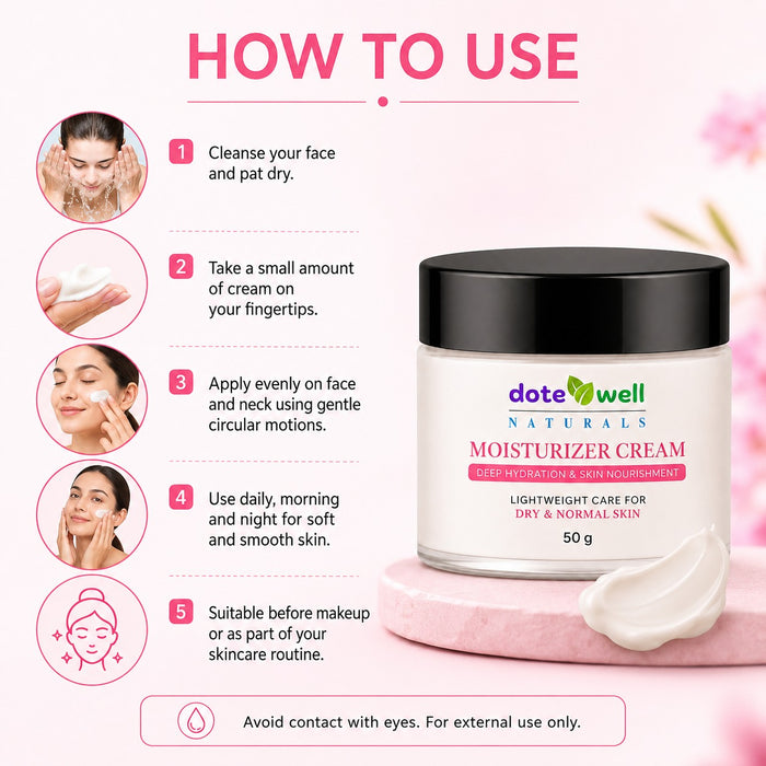 Face Moisturizer Cream for Deep Hydration & Skin Nourishment | Lightweight Care for Dry & Normal Skin | 50g