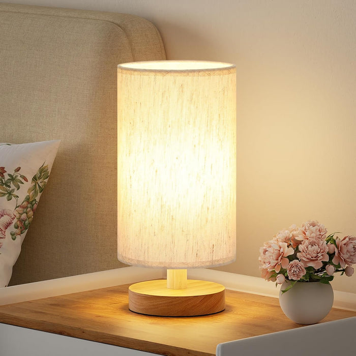 Cream Shade - Wood Base - 9" Inline Control