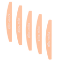 Five peach half-moon nail files fanned out