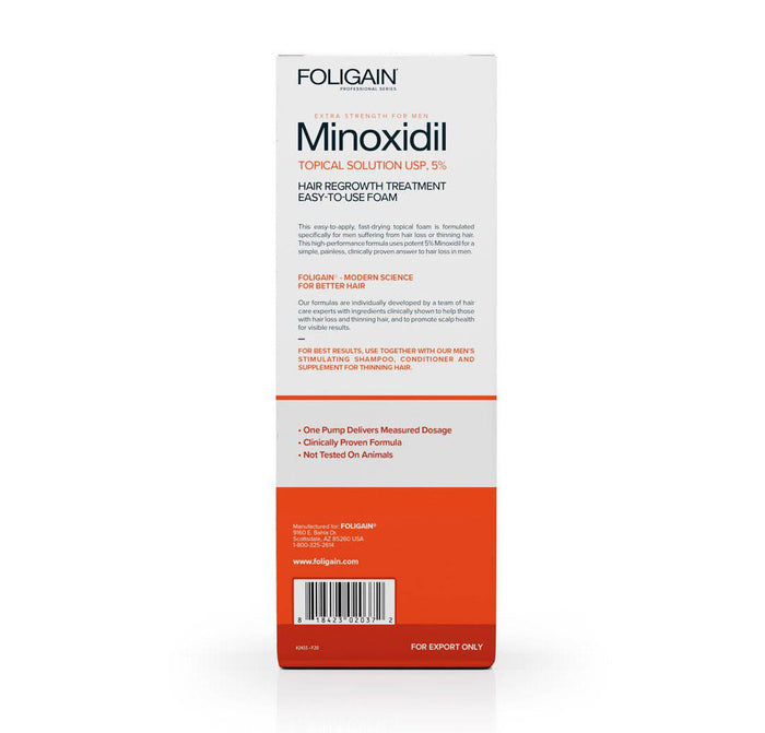 FOLIGAIN® Minoxidil 5% Hair Regrowth Foam For Men 6 Month Supply