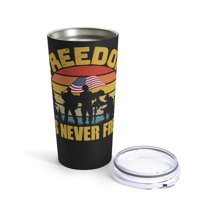 Freedom Comes at a Price: 20oz Black Military Design Tumbler - Embracing the Sacrifices for Liberty