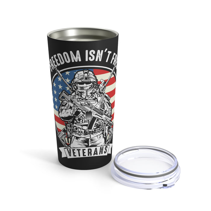 FREEDOM ISN'T FREE: 20oz Black Military Design Tumbler - A Tribute to Our Veterans