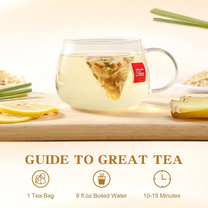 FullChea Lemon Ginger Tea Bags – Clean Resealable Pouch for an Uncluttered Kitchen Counter