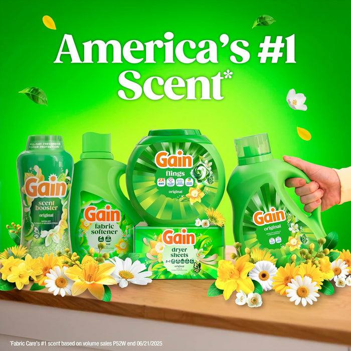 Gain Liquid Laundry Detergent Original Scent for Home Office Wardrobe, Workday Fresh Laundry Soap