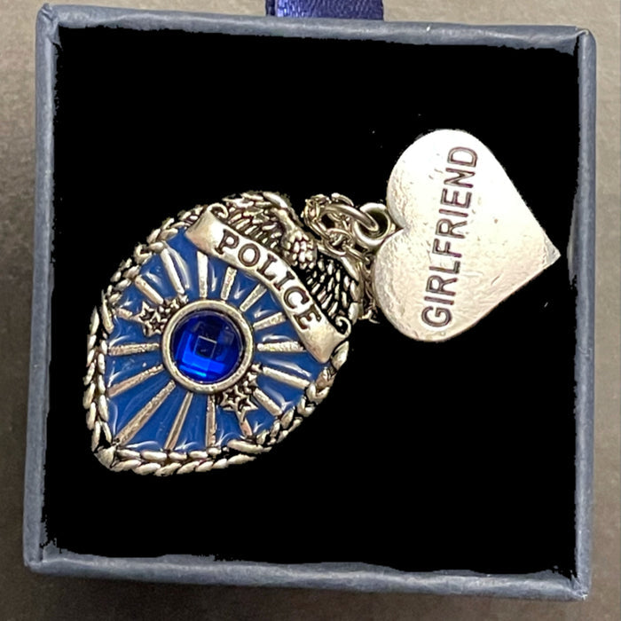 Girlfriend Police Necklace-Thin Blue Line Girlfriend Necklace.
