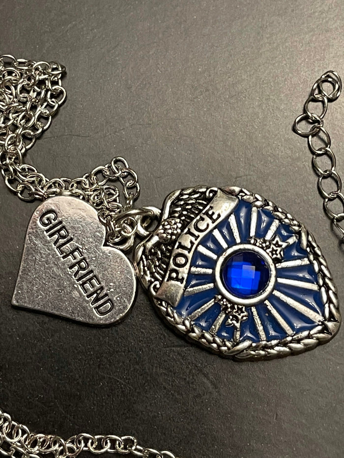 Girlfriend Police Necklace-Thin Blue Line Girlfriend Necklace.