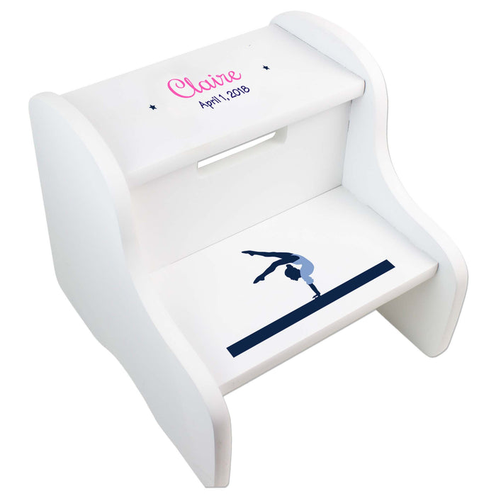 Girl's Gymnastics White Two Step Stool