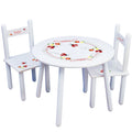 Girl's White Table Chair Set - Red Ladybugs