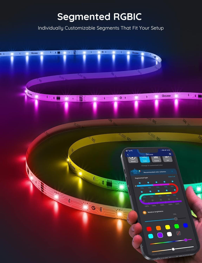 Govee RGBIC LED Strip Lights – Clean Single-Line Accent for Uncluttered Spaces, App-Controlled, 16.4ft