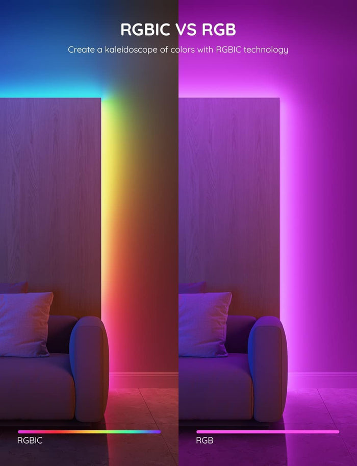 Govee RGBIC LED Strip Lights – Clean Single-Line Accent for Uncluttered Spaces, App-Controlled, 16.4ft