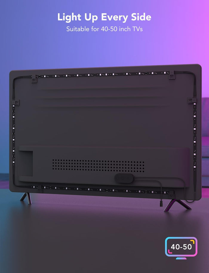 Govee TV LED Backlight Strip – Premium Smart Ambient Lighting for 40-50 inch TVs, RGBIC Multi-Color Glow