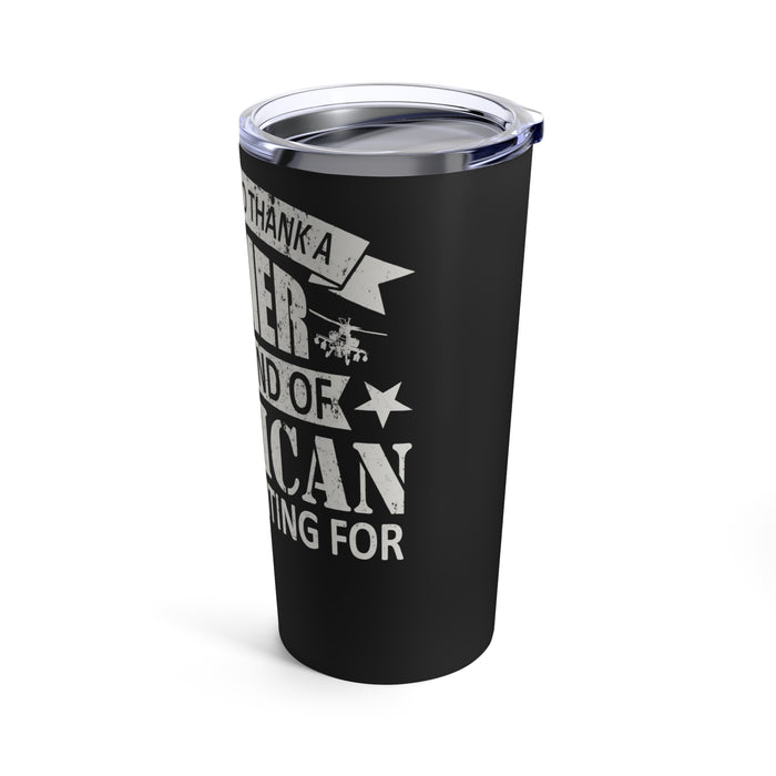 Grateful for Freedom: 20oz Black Military Design Tumbler - Be the American Worth Fighting For