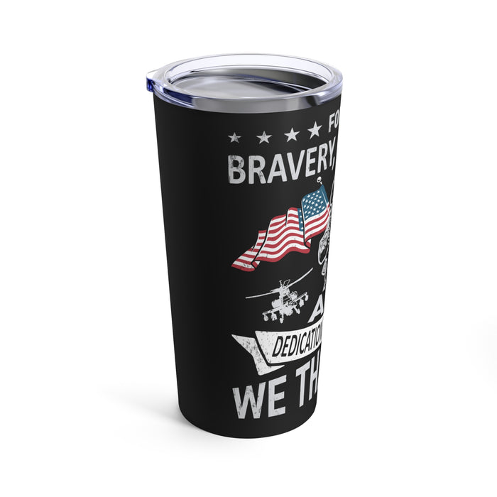 Gratitude and Respect: 20oz Black Military Design Tumbler - Honoring Your Bravery and Dedication