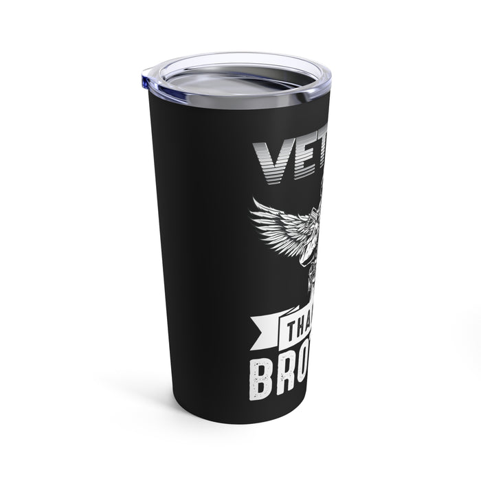 Gratitude to My Brothers in Arms: 20oz Black Military Design Tumbler - Celebrating the Bond of Veterans