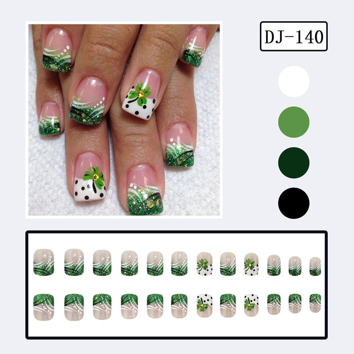 Green gold glitter French