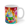 Happy Birthday Rainbow Cake Celebration #29 Ceramic 11oz Mug AI-Generated Artwork