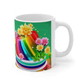 Happy Birthday Rainbow Jello Cake Celebration #28 Ceramic 11oz Mug AI-Generated Artwork