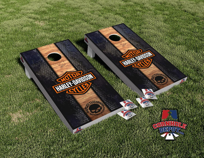 Harley Motorcycles Wood Cornhole Board Vinyl Wrap Skins Laminated Sticker Set Decal