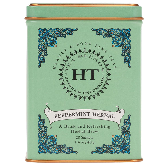 20 full-leaf tea sachets per reusable decorative tin