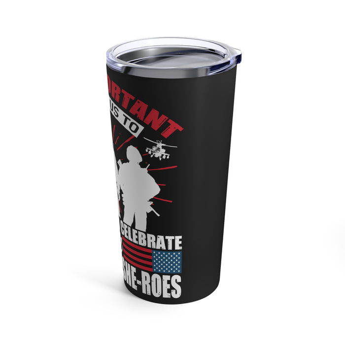HEROES AND SHE-ROES: 20oz Black Military Design Tumbler - Honoring Our Brave Veterans