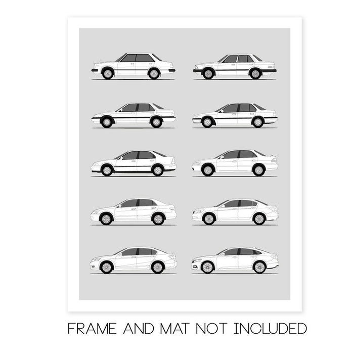 Honda Accord Sedan (4 Door) Generations (Side Profile)
