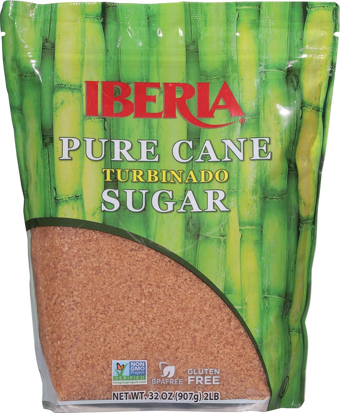 raw cane sugar with natural molasses content preserved