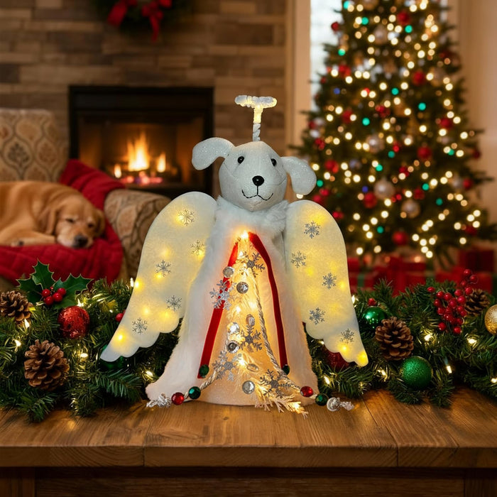 iHeartDogs Pet Angel Topper – Holiday Mantle & Entryway Accent with Warm Golden Glow Nightlight
