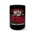 Inspiration in Every Encounter: 15oz Military Design Black Mug - Honoring America's Soldiers