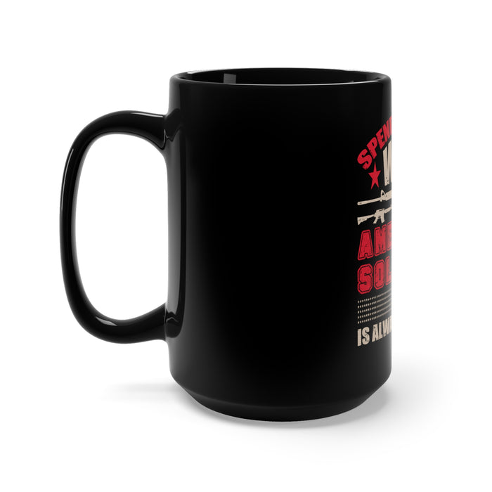 Inspiration in Every Encounter: 15oz Military Design Black Mug - Honoring America's Soldiers