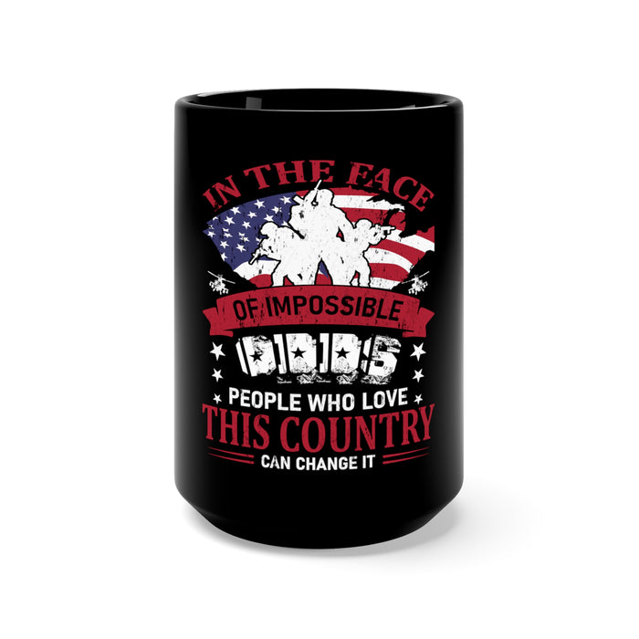 Inspiring Change: 15oz Military Design Black Mug - Love for Country, Power to Transform