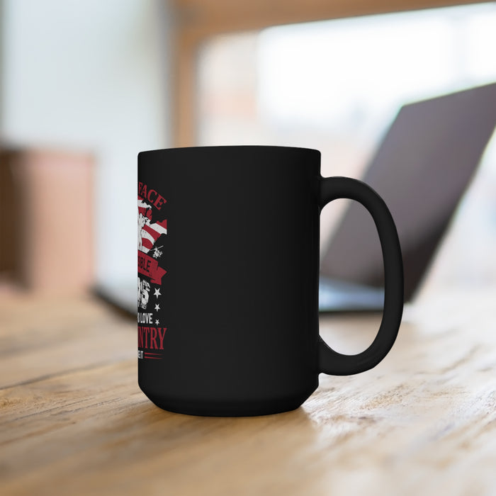 Inspiring Change: 15oz Military Design Black Mug - Love for Country, Power to Transform