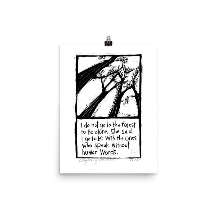international daughter of the forest linocut print