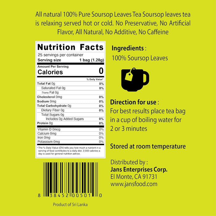 Jans Guanabana Graviola Herbal Tea – Antioxidant-Rich Morning Wellness Drink for Calm Focus