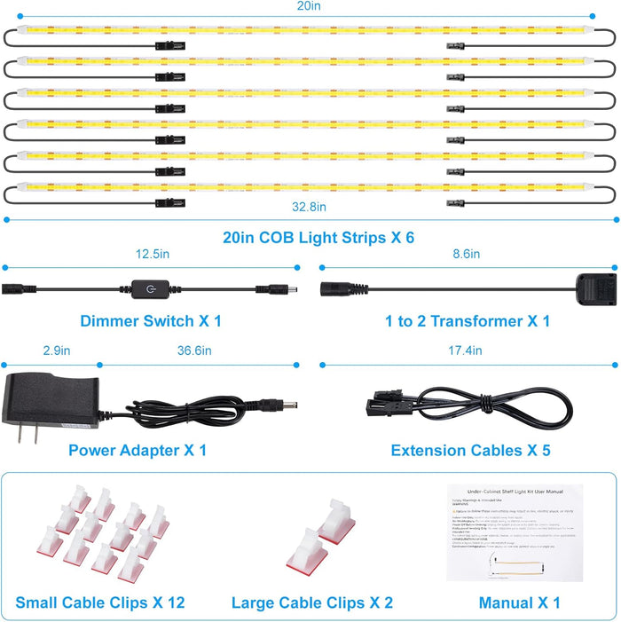 JUSJUBR COB LED Shelf Lights for Intentional Spaces, No-Drill Strip Lighting in Neutral Cool White