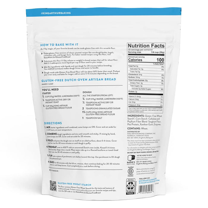 blend of gluten-free wheat starch, sorghum flour, and xanthan gum for structure and elasticity