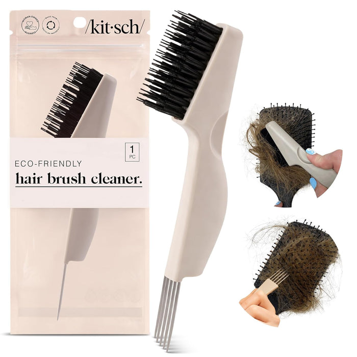 double-sided 2-in-1 design with fine metal pick on one end and durable cleaning bristles on the other