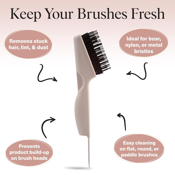 compatible with boar bristle, nylon, and metal bristle brushes plus combs