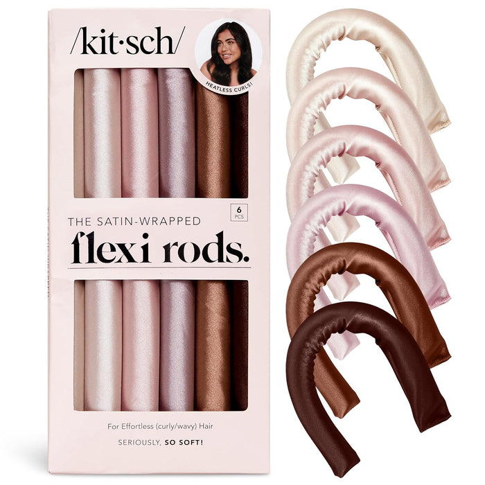 Kitsch Satin Hair Curlers – Simple Heatless Styling for Clean Vanity, Overnight Curl Solution