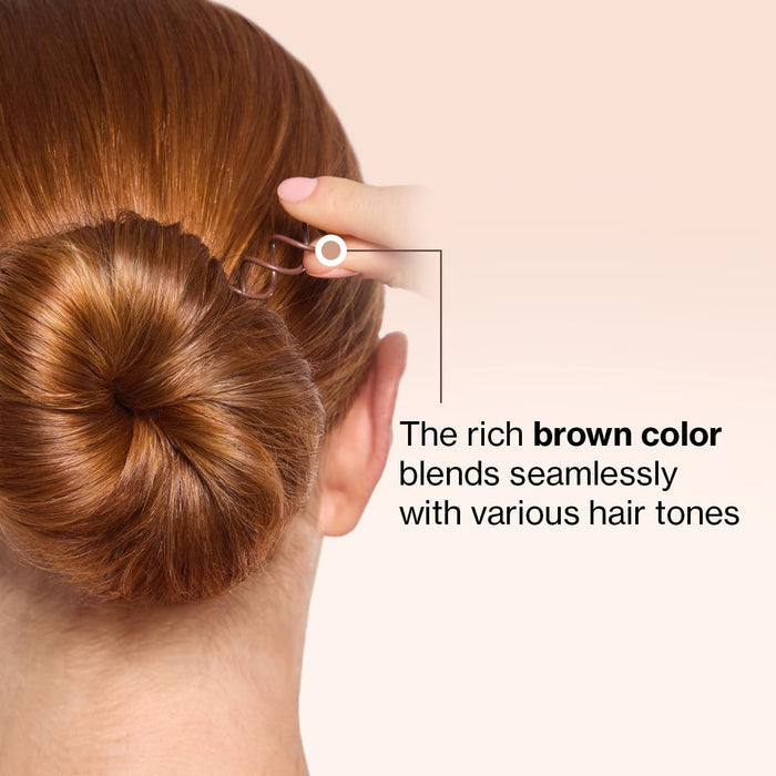 chip-resistant brown coating that conceals pins in dark hair