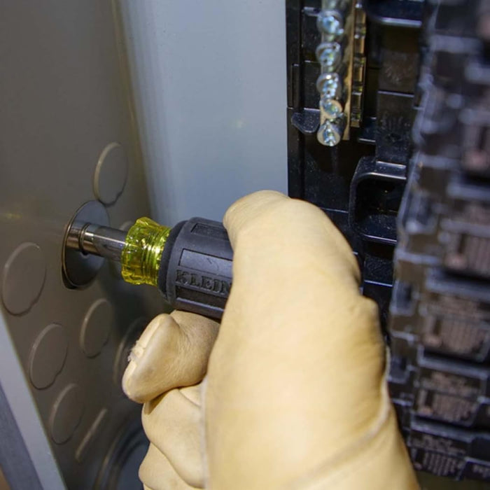 Klein Tools 32561 Multi-Bit Driver – Switch Phillips, Slotted, and Nut Drivers Without Leaving the Panel