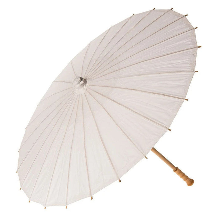 32 Inch Wedding White Paper Parasol Umbrellas with Long Elegant Handle - LunaBazaar.com - Discover.Decorate. Celebrate.
