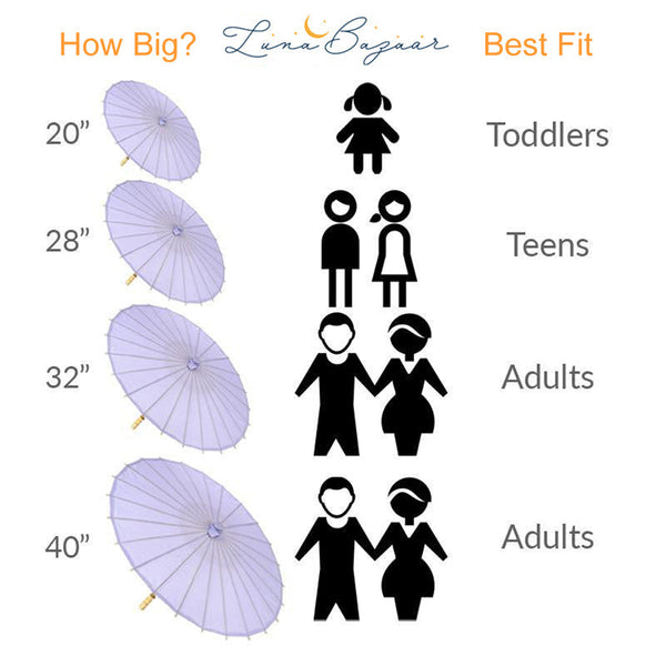 32 Inch Wedding White Paper Parasol Umbrellas with Long Elegant Handle - LunaBazaar.com - Discover.Decorate. Celebrate.