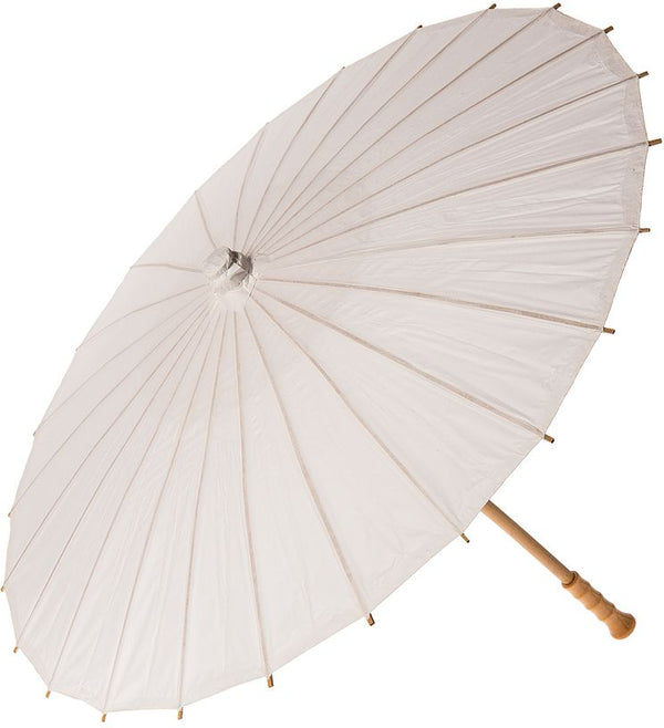 32 Inch Wedding White Paper Parasol Umbrellas with Long Elegant Handle - LunaBazaar.com - Discover.Decorate. Celebrate.